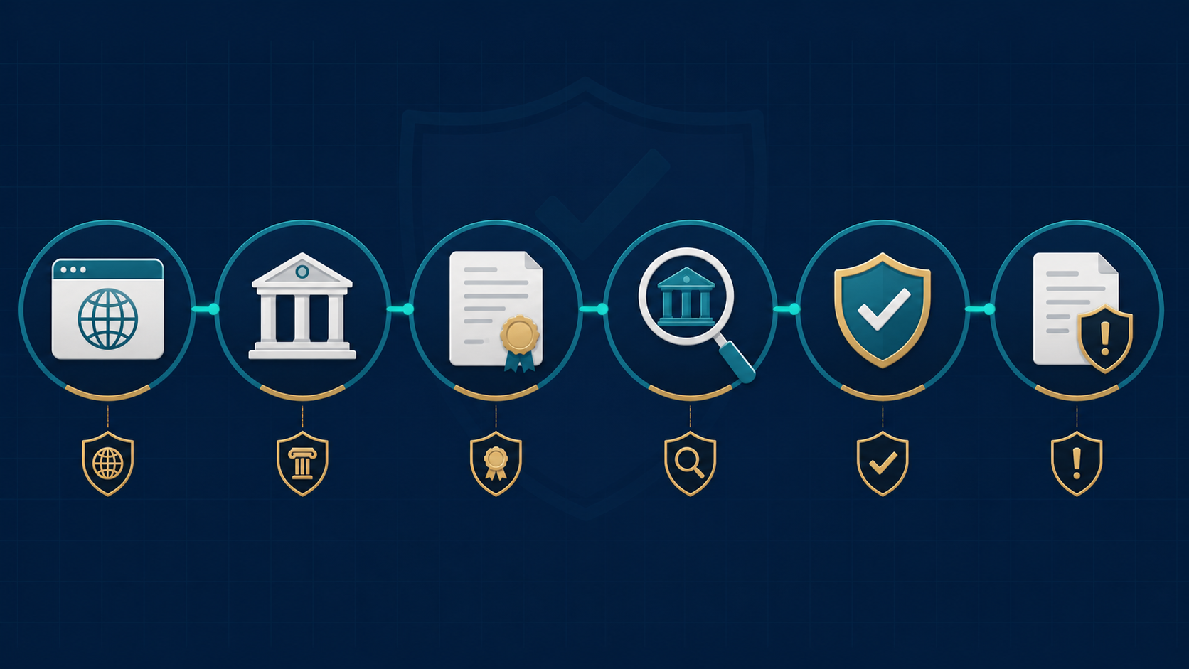 Six-step online casino licence verification process covering regulator, legal entity, domain and licence status